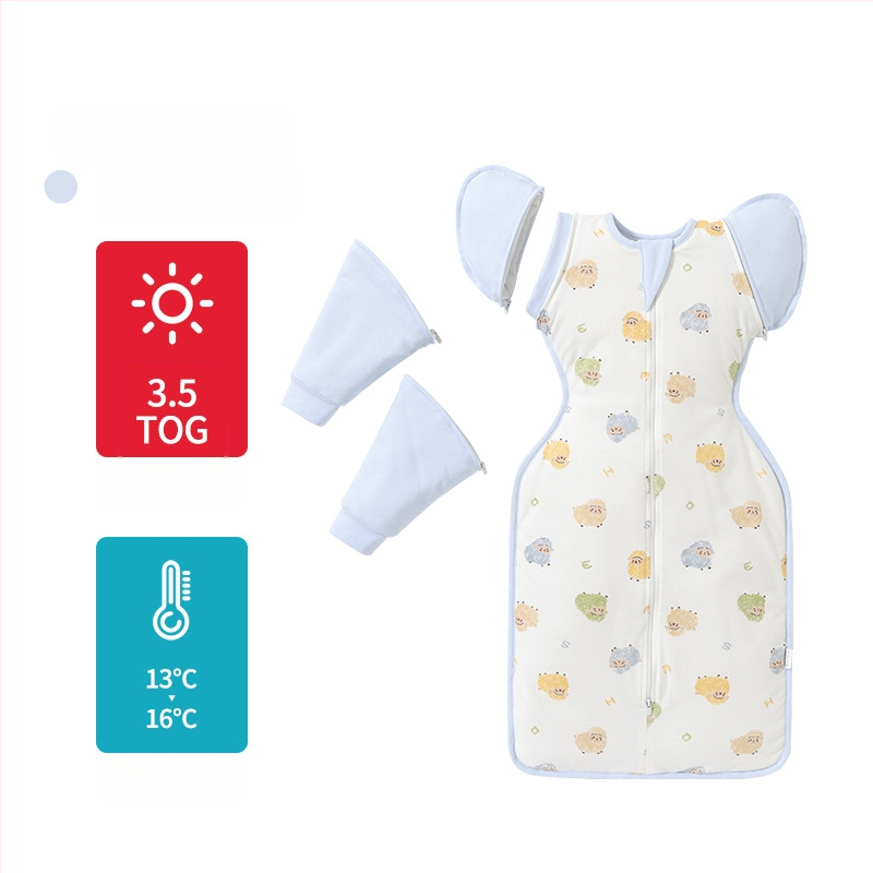 Guļammaiss zīdainim, kokona stila, kokvilnas audums ar zīda pildījumu, piemērots zīdaiņiem 0–1 gadu