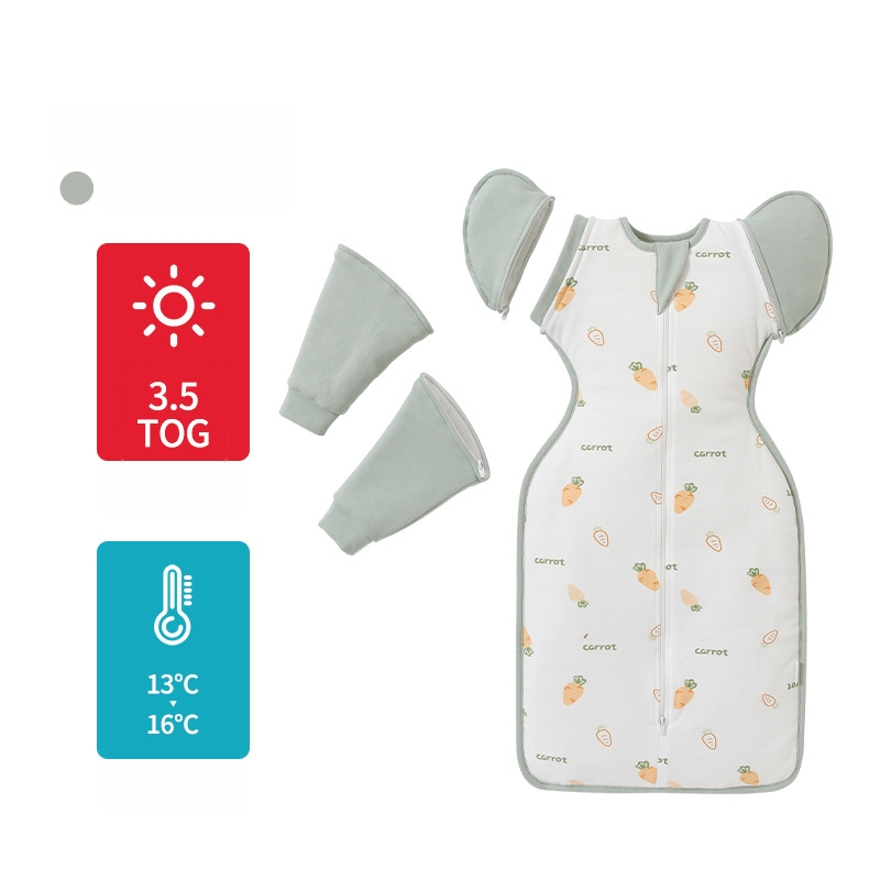 Guļammaiss zīdainim, kokona stila, kokvilnas audums ar zīda pildījumu, piemērots zīdaiņiem 0–1 gadu