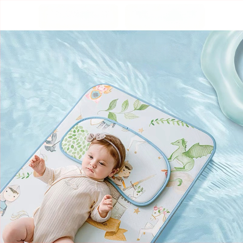 Bērnu mats gultiņai un bērnudārzam - Ice Silk vasaras mats, bambusa šķiedra, 0-1 gadi, pielāgojams, privātā zīme