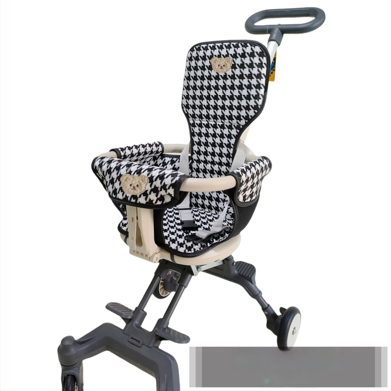 Vežimėlio sėdynės pagalvė su houndstooth modeliu, visiems metų laikams universalus, pilnas aprėpimas, storintas užpildas (medžiaga: drobė, linas)