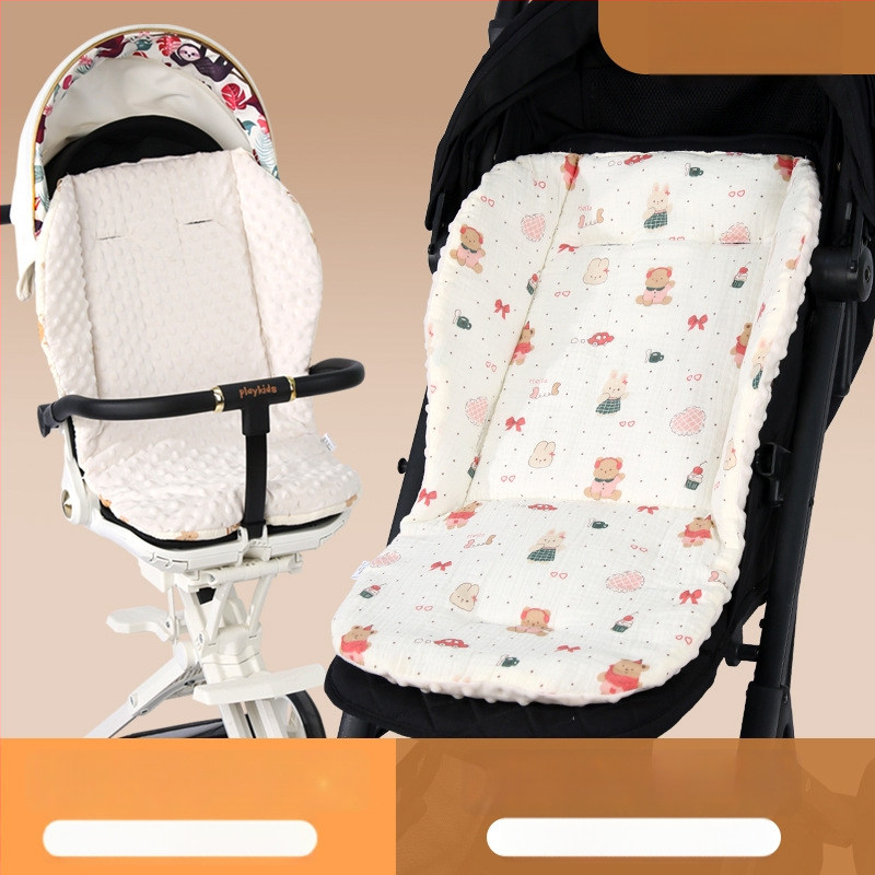 Kokvilnas sēdvieta bērnu ratiem - priekšējā puse crepe kokvilna, aizmugure mīksta auduma; piemērots 0-3 gadu vecumā