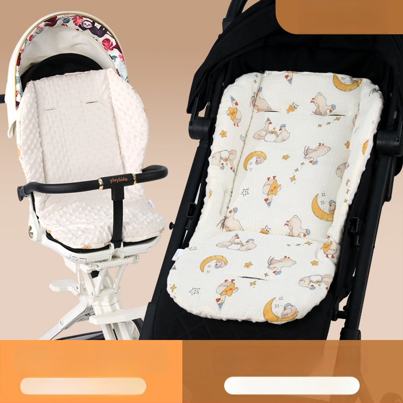 Kokvilnas sēdvieta bērnu ratiem - priekšējā puse crepe kokvilna, aizmugure mīksta auduma; piemērots 0-3 gadu vecumā