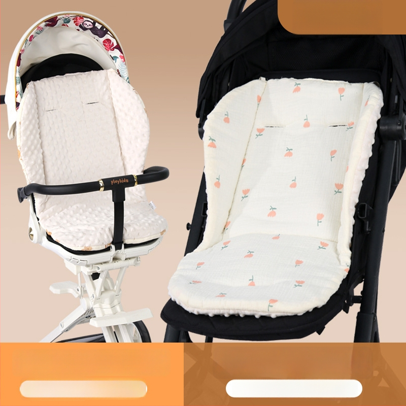 Kokvilnas sēdvieta bērnu ratiem - priekšējā puse crepe kokvilna, aizmugure mīksta auduma; piemērots 0-3 gadu vecumā