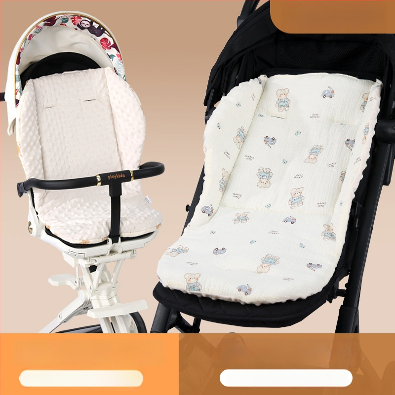 Kokvilnas sēdvieta bērnu ratiem - priekšējā puse crepe kokvilna, aizmugure mīksta auduma; piemērots 0-3 gadu vecumā