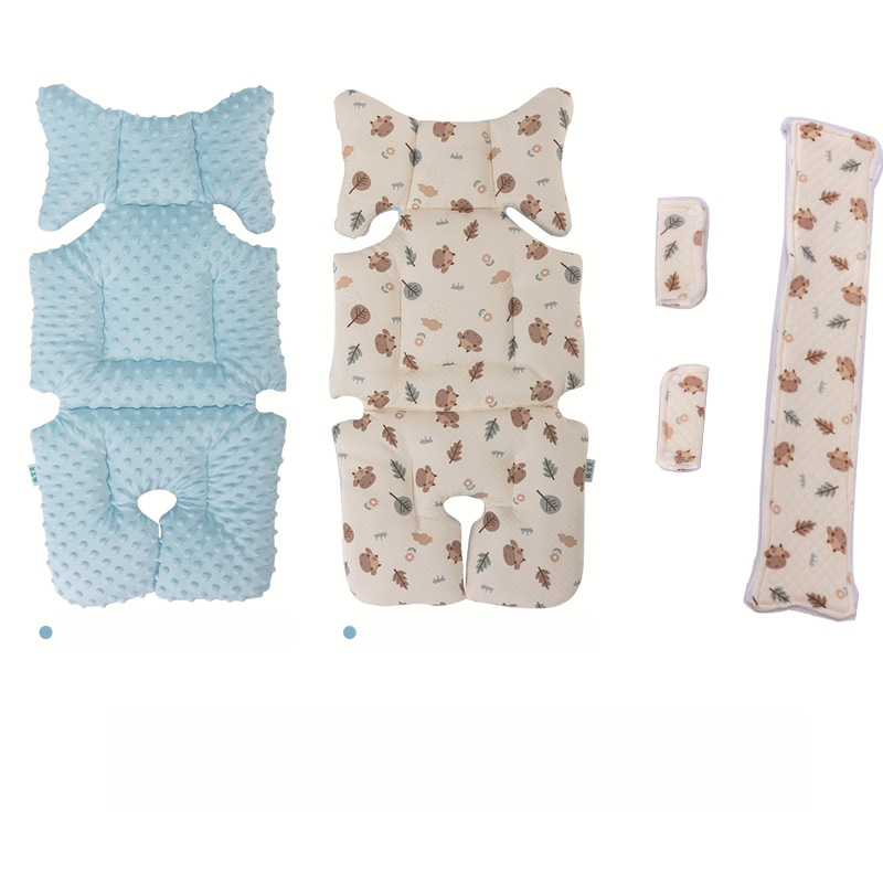 Ratiem sēdekļa spilvens – dubulā puse samts, visu sezonu, bieza silta spilvena 0–1 gadu veciem zīdaiņiem, kokvilnas materiāls