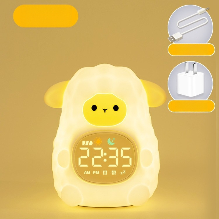 Õpilaste äratuskell koos öövalgustusega, koomilise stiiliga digitaalne kell lastele, väline toiteallikas, plastikust korpus