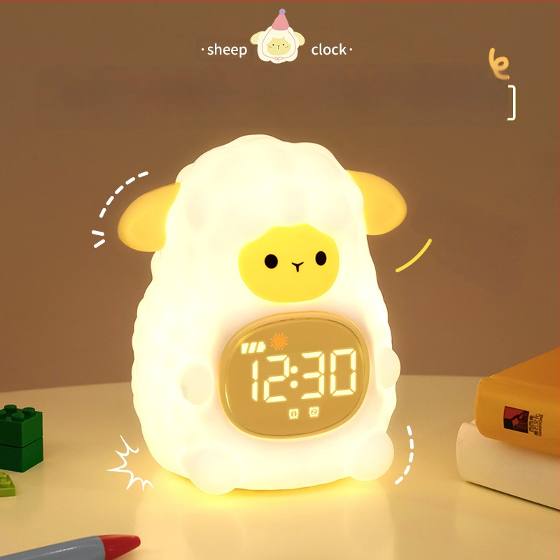 Õpilaste äratuskell koos öövalgustusega, koomilise stiiliga digitaalne kell lastele, väline toiteallikas, plastikust korpus