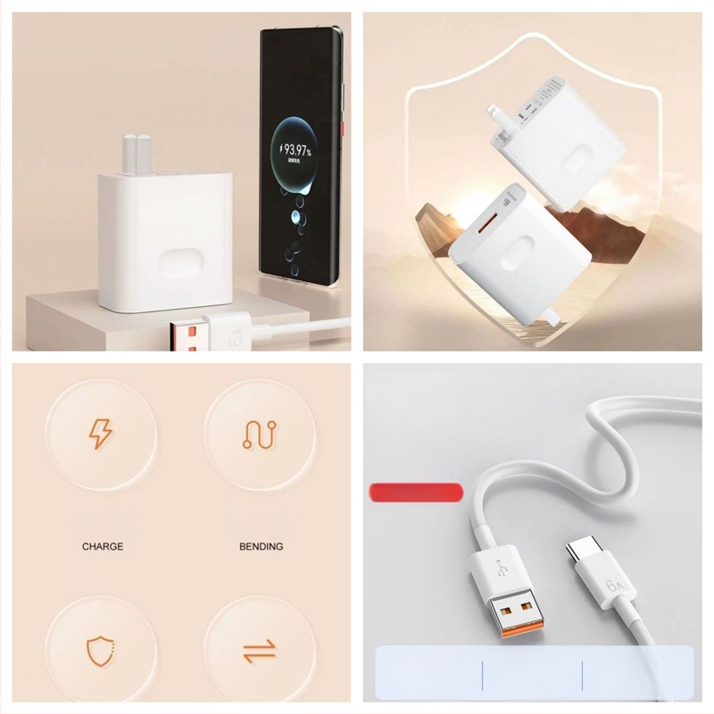 66W kõrge efektiivsusega kiirlaadija Huawei P50 Pro jaoks, 6A andmekaabel, 3C sertifikaat, toetab 40W kiirlaadimist