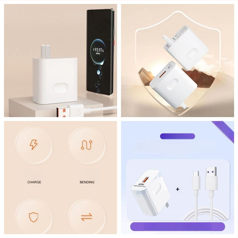 66W kõrge efektiivsusega kiirlaadija Huawei P50 Pro jaoks, 6A andmekaabel, 3C sertifikaat, toetab 40W kiirlaadimist
