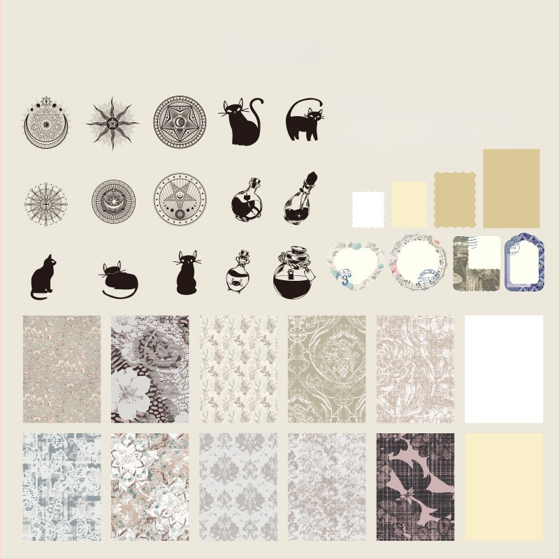 Dienasgrāmatas papīra komplekts ar retro pamatu un dekoratīvām uzlīmēm | Zīmols: Dyeing; Materiāls: Papīrs; Amats: Drukāšana; Svars: 42 g somā; Kaste: 800 gab.