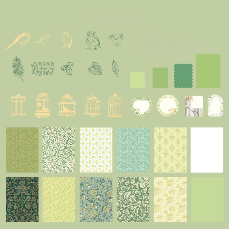 Dienasgrāmatas papīra komplekts ar retro pamatu un dekoratīvām uzlīmēm | Zīmols: Dyeing; Materiāls: Papīrs; Amats: Drukāšana; Svars: 42 g somā; Kaste: 800 gab.