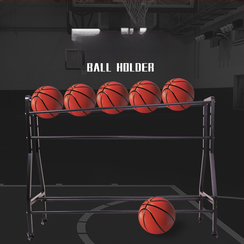 Προπονητικό καρότσι τρίποντων με μετακινούμενο ράφι αποθήκευσης, βάση μπάσκετ από χυτοσίδηρο, ενισχυμένος σχεδιασμός