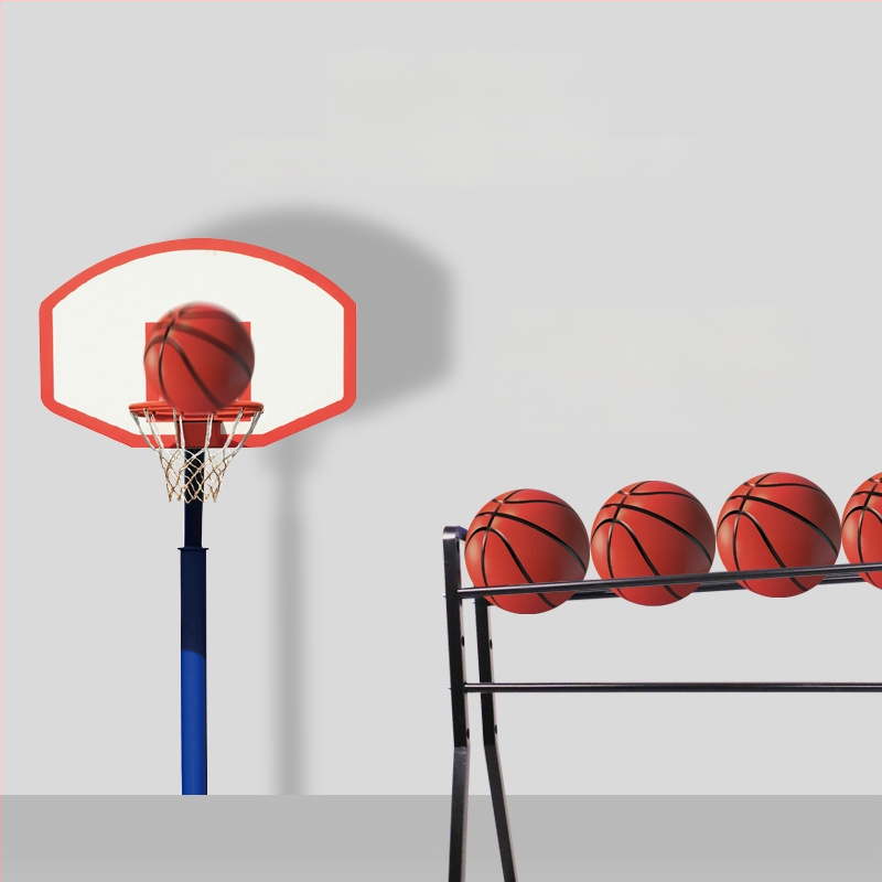 Προπονητικό καρότσι τρίποντων με μετακινούμενο ράφι αποθήκευσης, βάση μπάσκετ από χυτοσίδηρο, ενισχυμένος σχεδιασμός