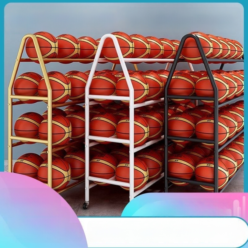 Ξύλινο κινητό ράφι αποθήκευσης μπάλων για νηπιαγωγείο – για μπάσκετ, ποδόσφαιρο και βόλεϊ, με δίχτυα