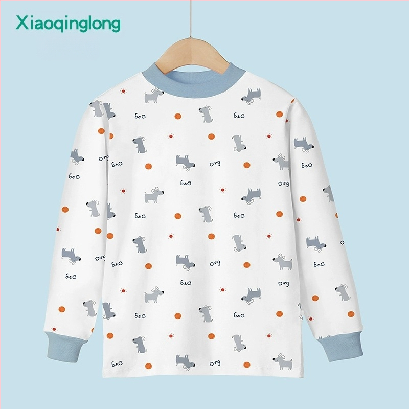 Kokvilnas bērnu pamata tops pavasara–rudens sezonai, unisex, ar augstu apkakli, 100% kokvilna, 3–8 gadi, bez kapuces.