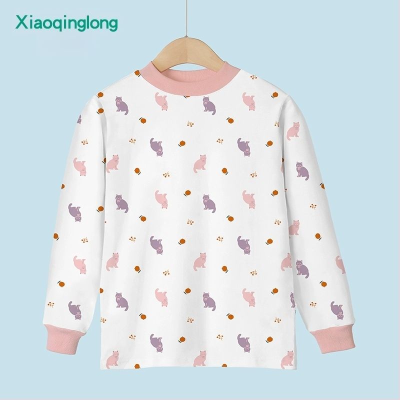 Kokvilnas bērnu pamata tops pavasara–rudens sezonai, unisex, ar augstu apkakli, 100% kokvilna, 3–8 gadi, bez kapuces.