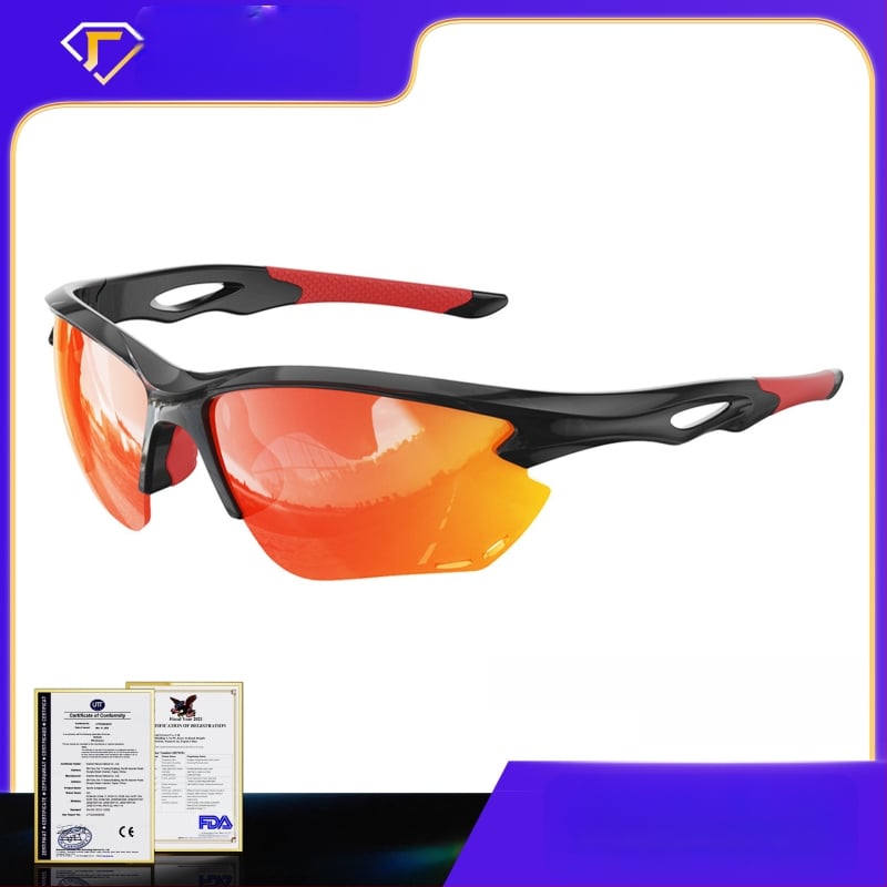 Ochelari sport polarizați TR90 pentru pescuit, alergare, ciclism și golf | lentile Tac polarizate | pernuțe nazale antiderapante | compatibili cu banda pentru cap