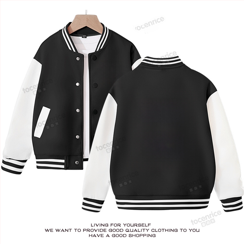 Bērnu jaka skolēniem ar logotipa drukāšanu - kardigan-stila, garās piedurknes, apaļš kakls, pavasaris/rudens