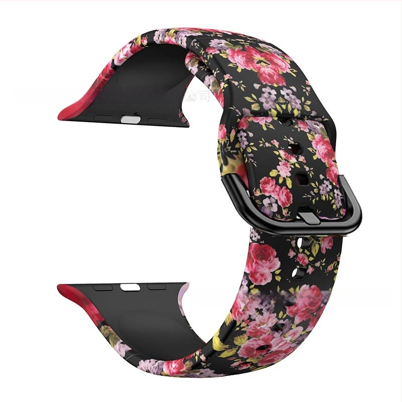 Силиконова каишка за Apple Watch — съвместима с Apple Watch, материал силикон, закопчаване с пин, тегло около 20 г, пусната през 2019 г.