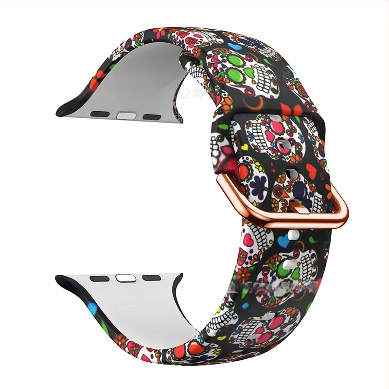 Силиконова каишка за Apple Watch — съвместима с Apple Watch, материал силикон, закопчаване с пин, тегло около 20 г, пусната през 2019 г.