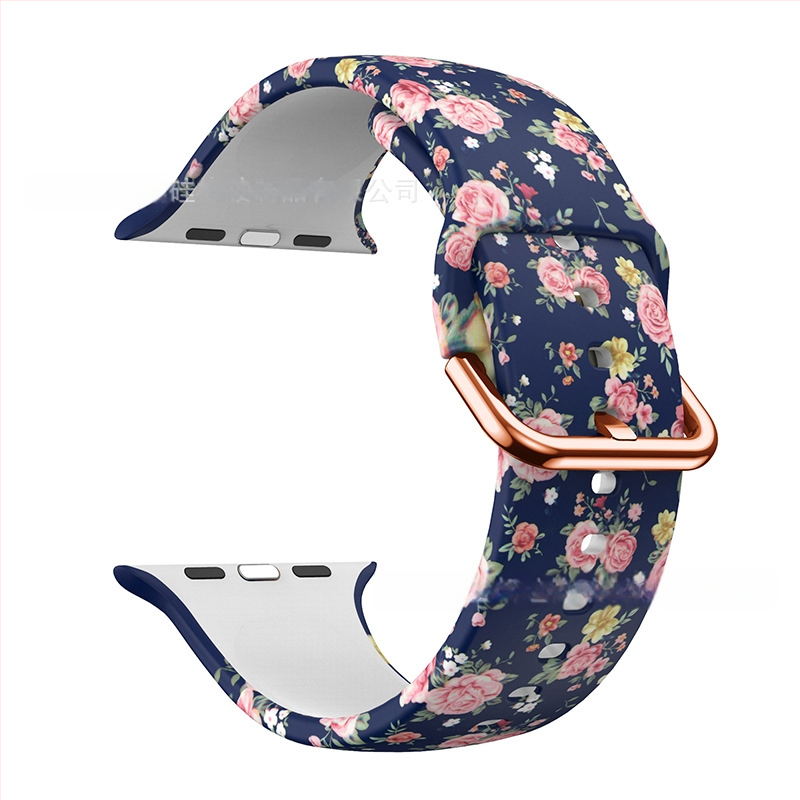 Силиконова каишка за Apple Watch — съвместима с Apple Watch, материал силикон, закопчаване с пин, тегло около 20 г, пусната през 2019 г.