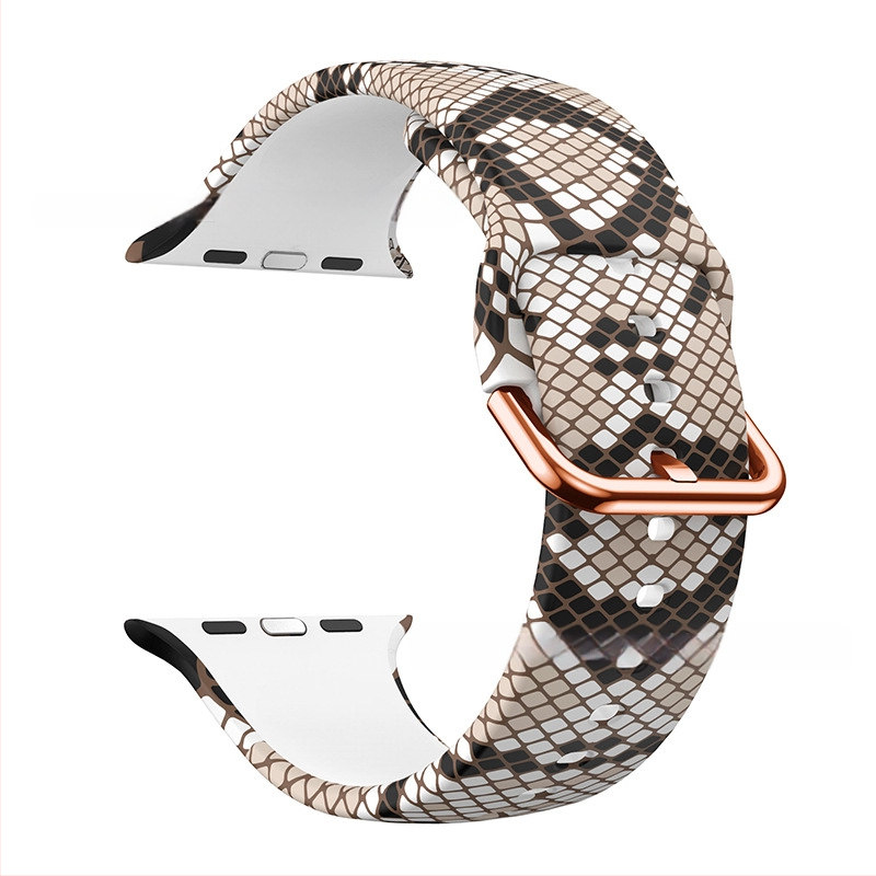 Силиконова каишка за Apple Watch — съвместима с Apple Watch, материал силикон, закопчаване с пин, тегло около 20 г, пусната през 2019 г.