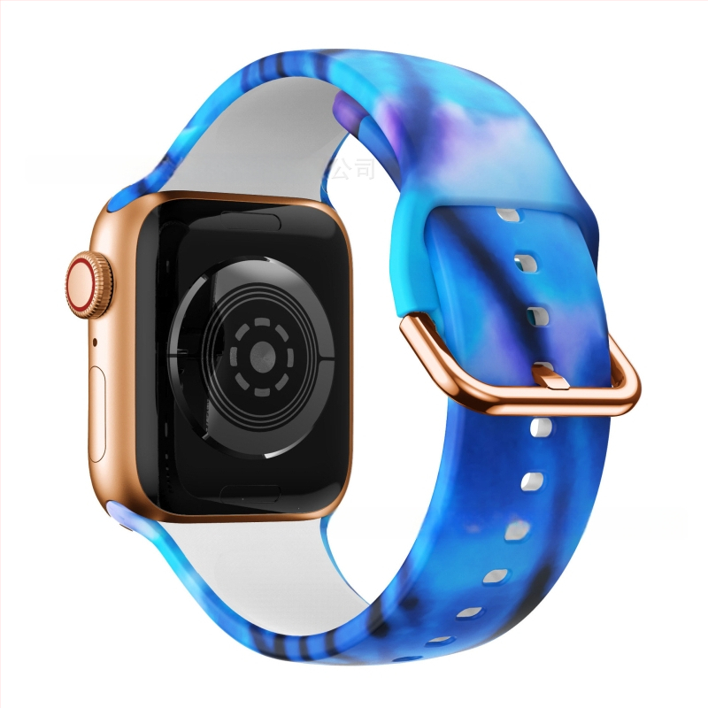 Силиконова каишка за Apple Watch — съвместима с Apple Watch, материал силикон, закопчаване с пин, тегло около 20 г, пусната през 2019 г.