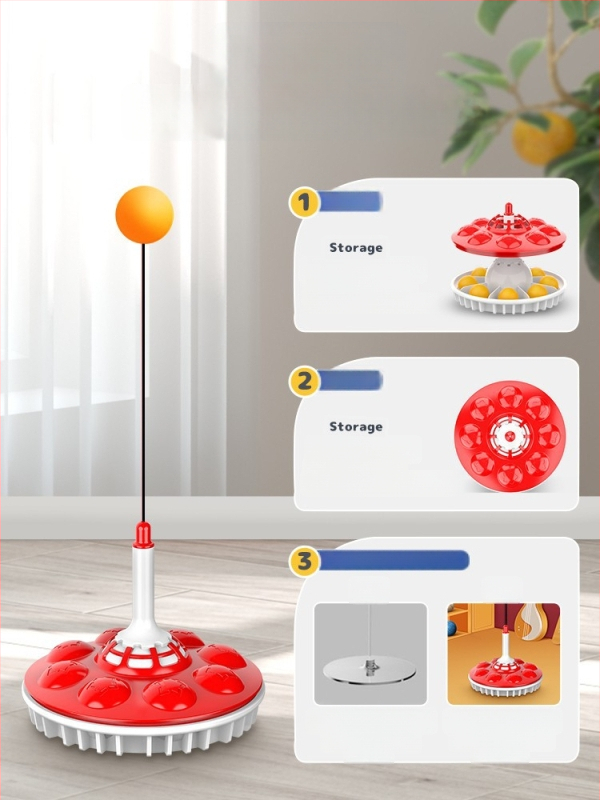 Piektās paaudzes galda tenisa trenētājs mājas lietošanai ar piesūcekni un elastīgu mīkstu vārpstu; SWAY zīmols; PP materiāls; logotipa drukāšana; pielāgošana; piemērots fitnesam, tenisam un citām bumbu spēlēm