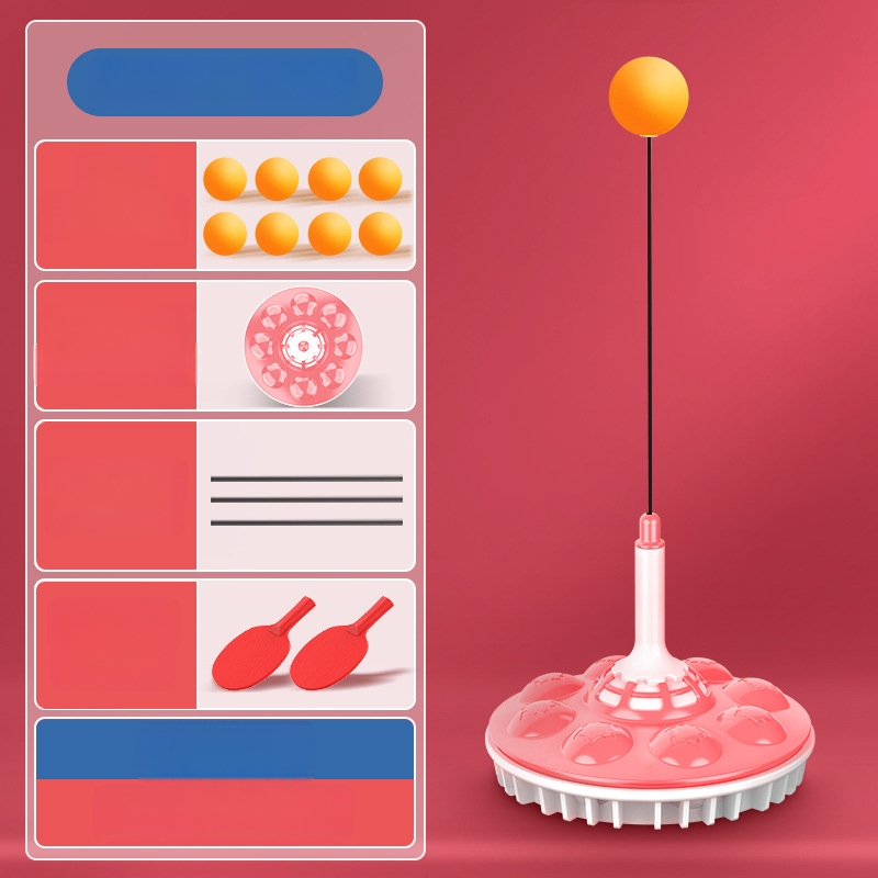 Piektās paaudzes galda tenisa trenētājs mājas lietošanai ar piesūcekni un elastīgu mīkstu vārpstu; SWAY zīmols; PP materiāls; logotipa drukāšana; pielāgošana; piemērots fitnesam, tenisam un citām bumbu spēlēm