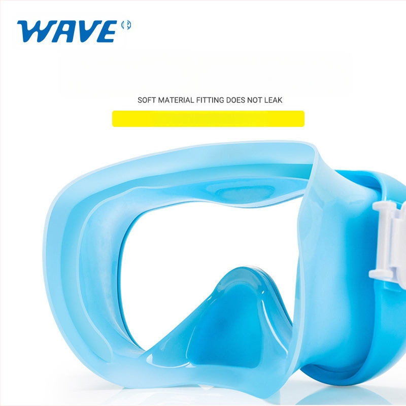 Wave Set de snorkeling pentru copii, două piese: mască din policarbonat, tub de respirație PVC semi-uscat, muștiuc moale