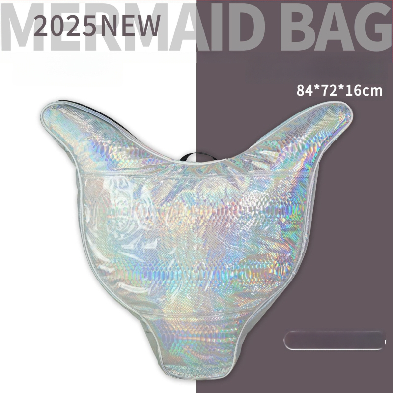 Sulankstomas vandeniui atsparus finsų krepšys nardymams su undinėlės uodegos dizainu, PVC, talpa 50, su įdėklu