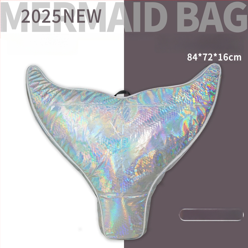 Sulankstomas vandeniui atsparus finsų krepšys nardymams su undinėlės uodegos dizainu, PVC, talpa 50, su įdėklu