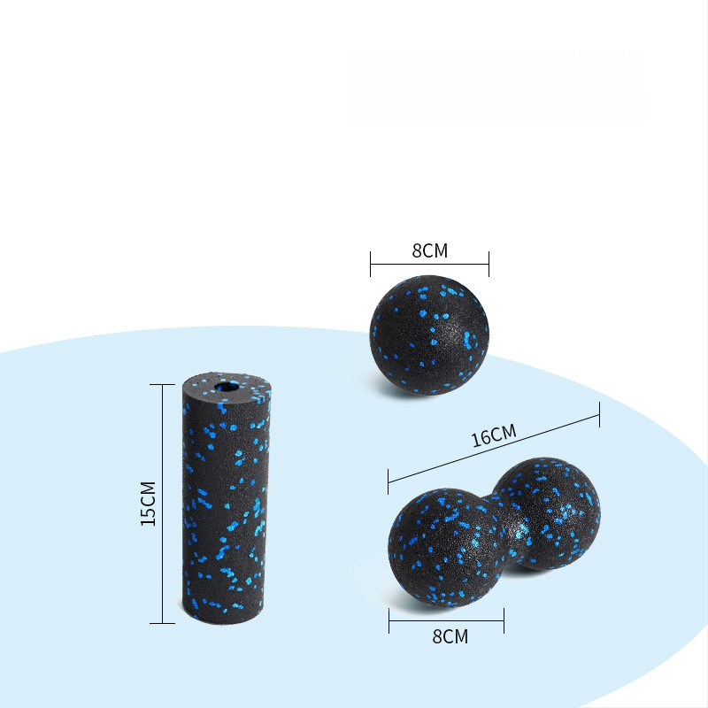 Set de mingi de yoga pentru masaj, cu material EPP, ușor, 70 g, nu se poate umfla, include minge mică, minge în formă de arahide și stâlp mini, pentru masaj la umeri, gât, fascia spatelui și tălpi.