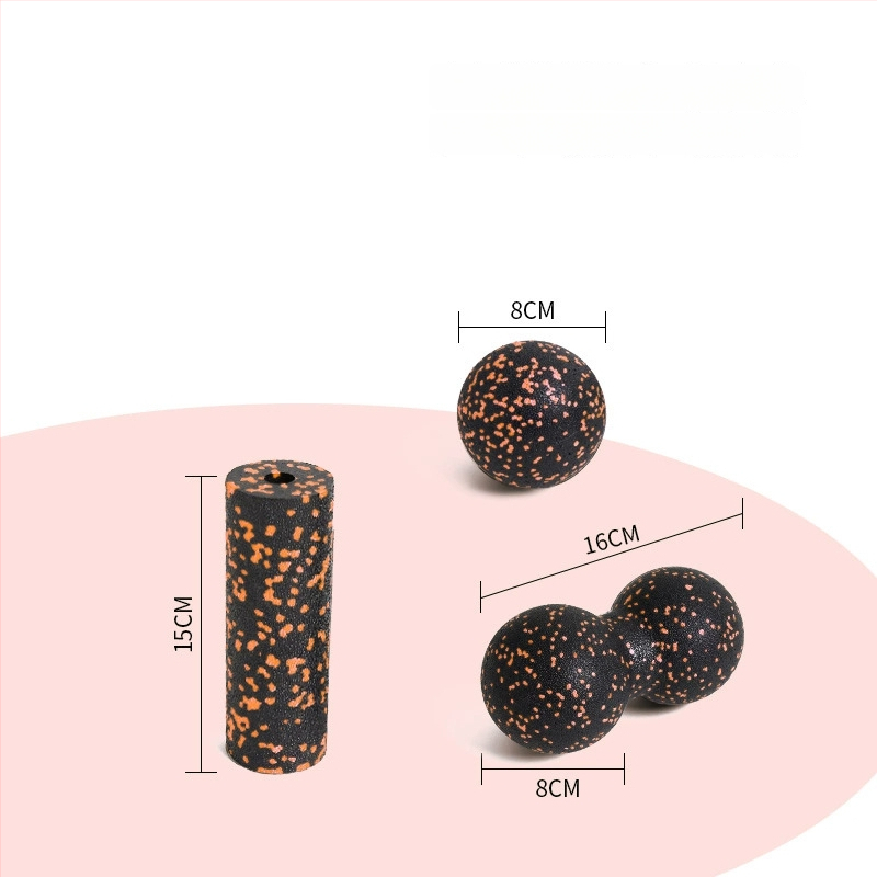 Set de mingi de yoga pentru masaj, cu material EPP, ușor, 70 g, nu se poate umfla, include minge mică, minge în formă de arahide și stâlp mini, pentru masaj la umeri, gât, fascia spatelui și tălpi.