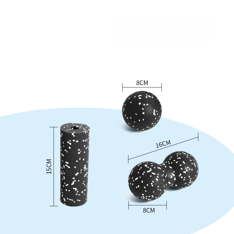 Set de mingi de yoga pentru masaj, cu material EPP, ușor, 70 g, nu se poate umfla, include minge mică, minge în formă de arahide și stâlp mini, pentru masaj la umeri, gât, fascia spatelui și tălpi.