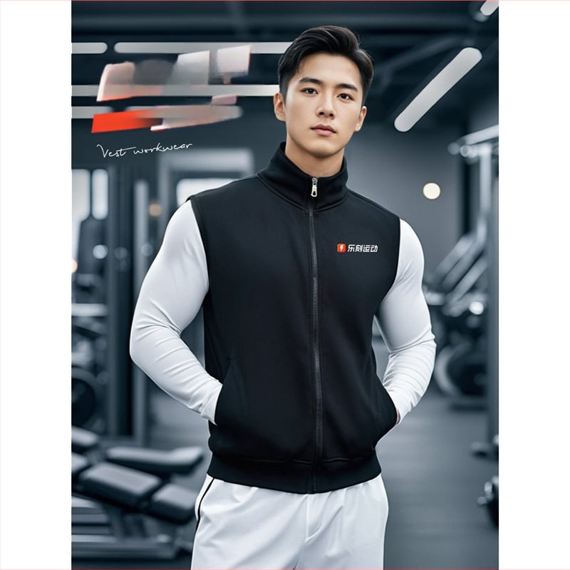 Fleece vest ar statīvu kaklu, rāvējslēdzējs, corduroy audums, vienkrāsains