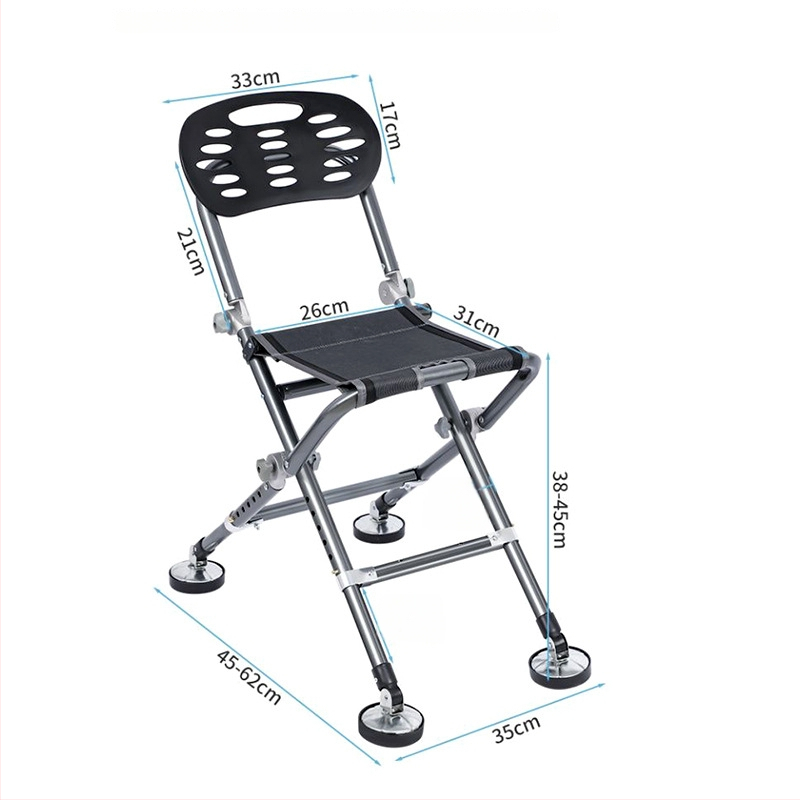 Zvejas krēsls visiem tereniem, saliekams un pārnēsājams, ar regulējamu augstumu, metāla rāmis (2024)