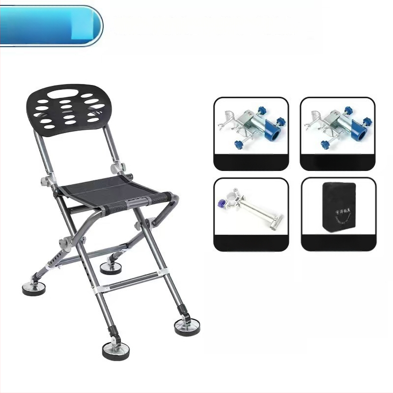 Zvejas krēsls visiem tereniem, saliekams un pārnēsājams, ar regulējamu augstumu, metāla rāmis (2024)