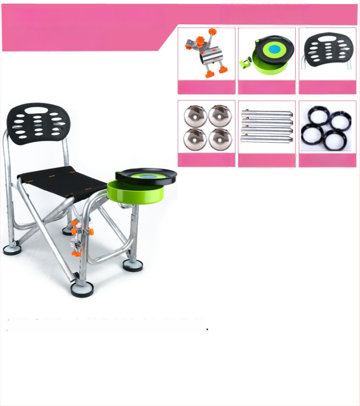 Zvejas krēsls no alumīnija sakausējuma, saliekams, ar regulējamu augstumu, daudzfunkcionāls (alumīnija sakausējums; saliekams; regulējams augstums)