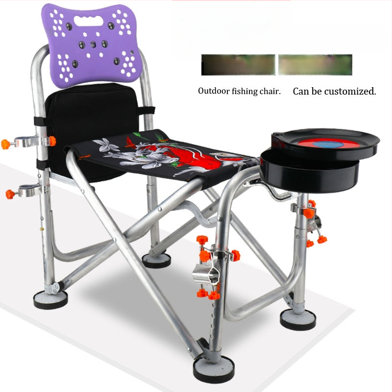 Zvejas krēsls no alumīnija sakausējuma, saliekams, ar regulējamu augstumu, daudzfunkcionāls (alumīnija sakausējums; saliekams; regulējams augstums)