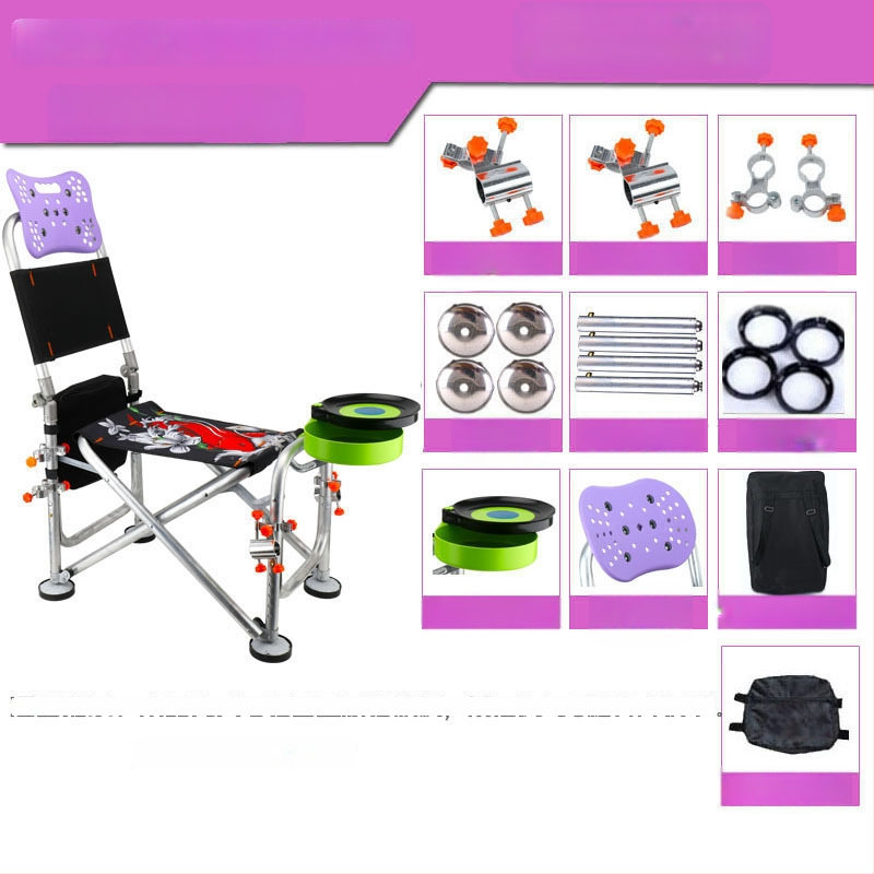 Zvejas krēsls no alumīnija sakausējuma, saliekams, ar regulējamu augstumu, daudzfunkcionāls (alumīnija sakausējums; saliekams; regulējams augstums)