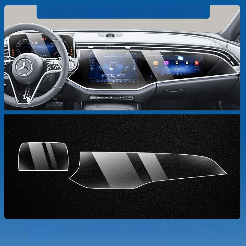 Mercedes-Benz E-Class E260L/E300L centrālā vadības un navigācijas ekrāna aizsargstikls – viengabala, skrāpējumu izturīgs, pret pirkstu nospiedumiem, temperatūras izturīgs