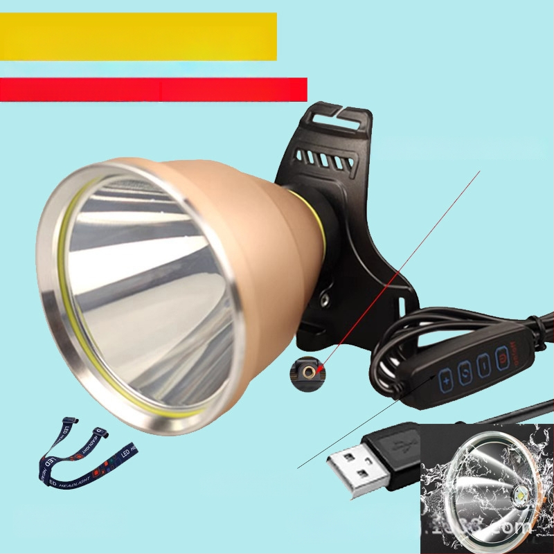 Frontala LED, USB reîncărcabilă, 5V, montare pe cap, distanța de iluminare ≥500 m, autonomie 8 h, potrivită pentru pescuit noaptea și drumeții
