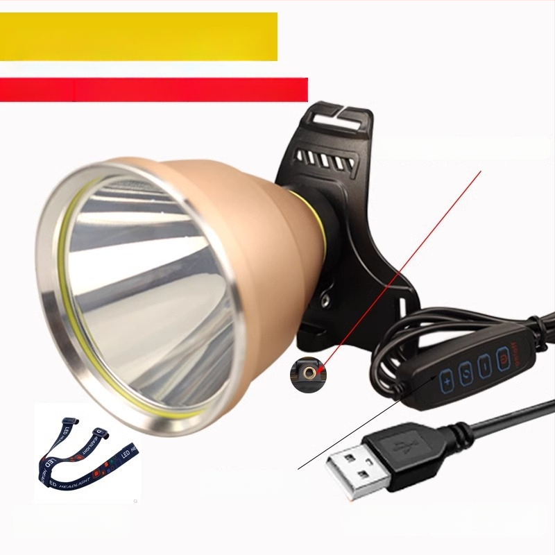 Frontala LED, USB reîncărcabilă, 5V, montare pe cap, distanța de iluminare ≥500 m, autonomie 8 h, potrivită pentru pescuit noaptea și drumeții