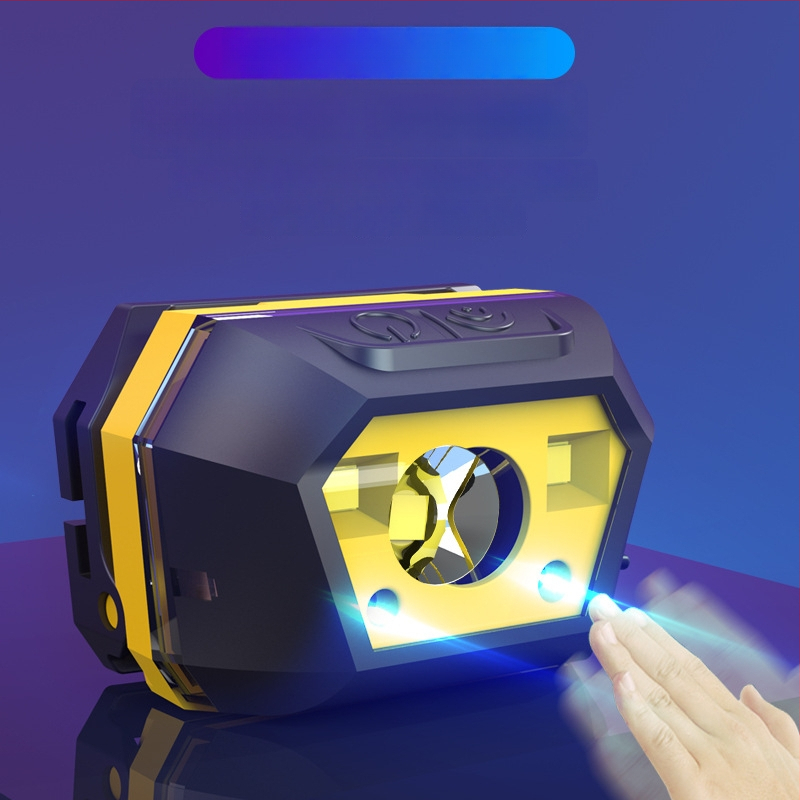 Lanternă frontală LED cu încărcare USB, impermeabilă, pentru camping în aer liber, rază fascicul 0–200 m, autonomie 3–6 ore