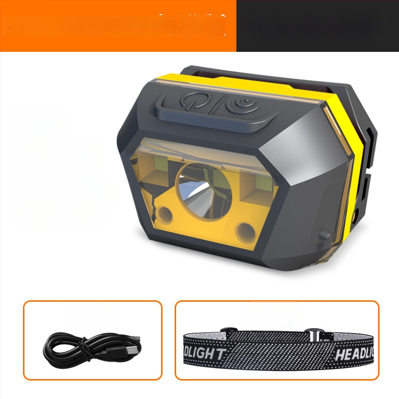 Lanternă frontală LED cu încărcare USB, impermeabilă, pentru camping în aer liber, rază fascicul 0–200 m, autonomie 3–6 ore