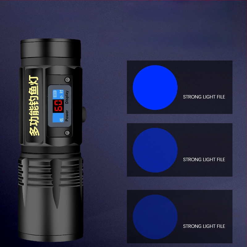 LED nakts makšķerēšanas lampa ar 360° griezumu, 5000 mAh akumulators, darbības diapazons 100–200 m, rokas piedziņa enerģijas ģenerēšana