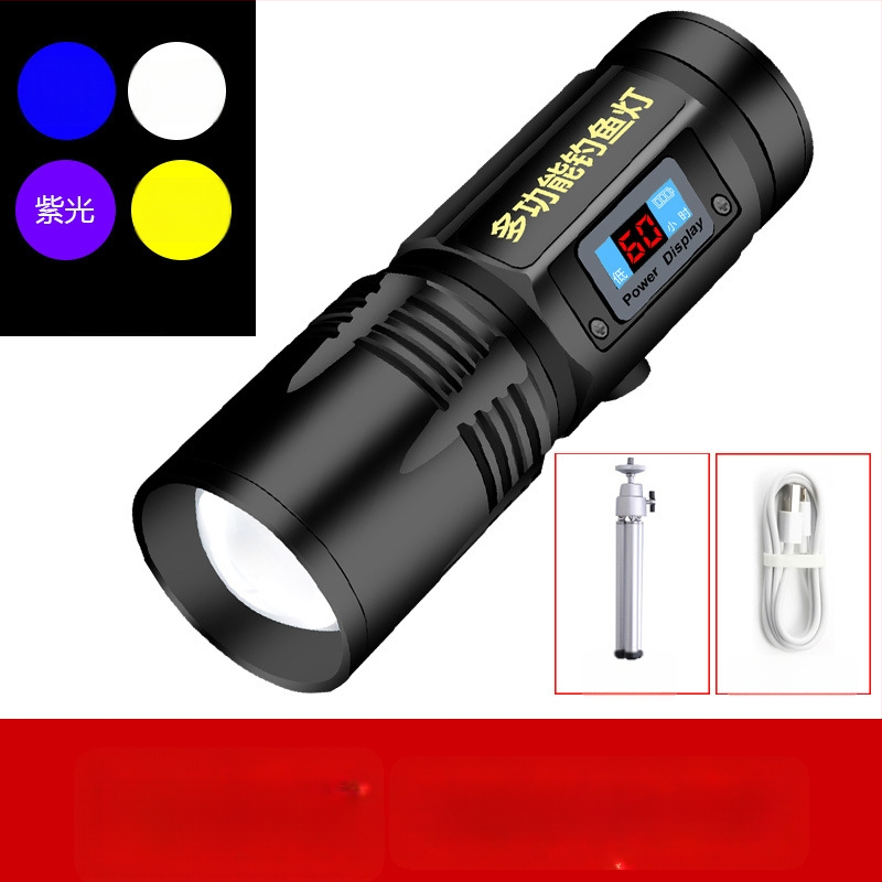 LED nakts makšķerēšanas lampa ar 360° griezumu, 5000 mAh akumulators, darbības diapazons 100–200 m, rokas piedziņa enerģijas ģenerēšana