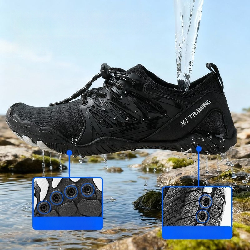 Pantofi pentru trasee pe râuri, antiderapante, partea superioară din pânză, talpă PVC, înălțime joasă