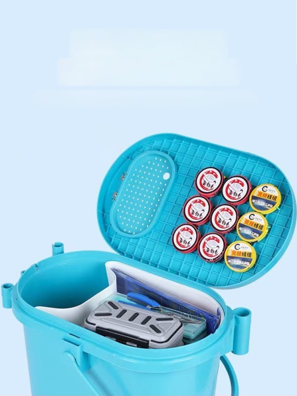 Găleată de pescuit multifuncțională cu tavă pentru momeli, formă ovală, corp îngroșat tare, din plastic, 1,6 kg